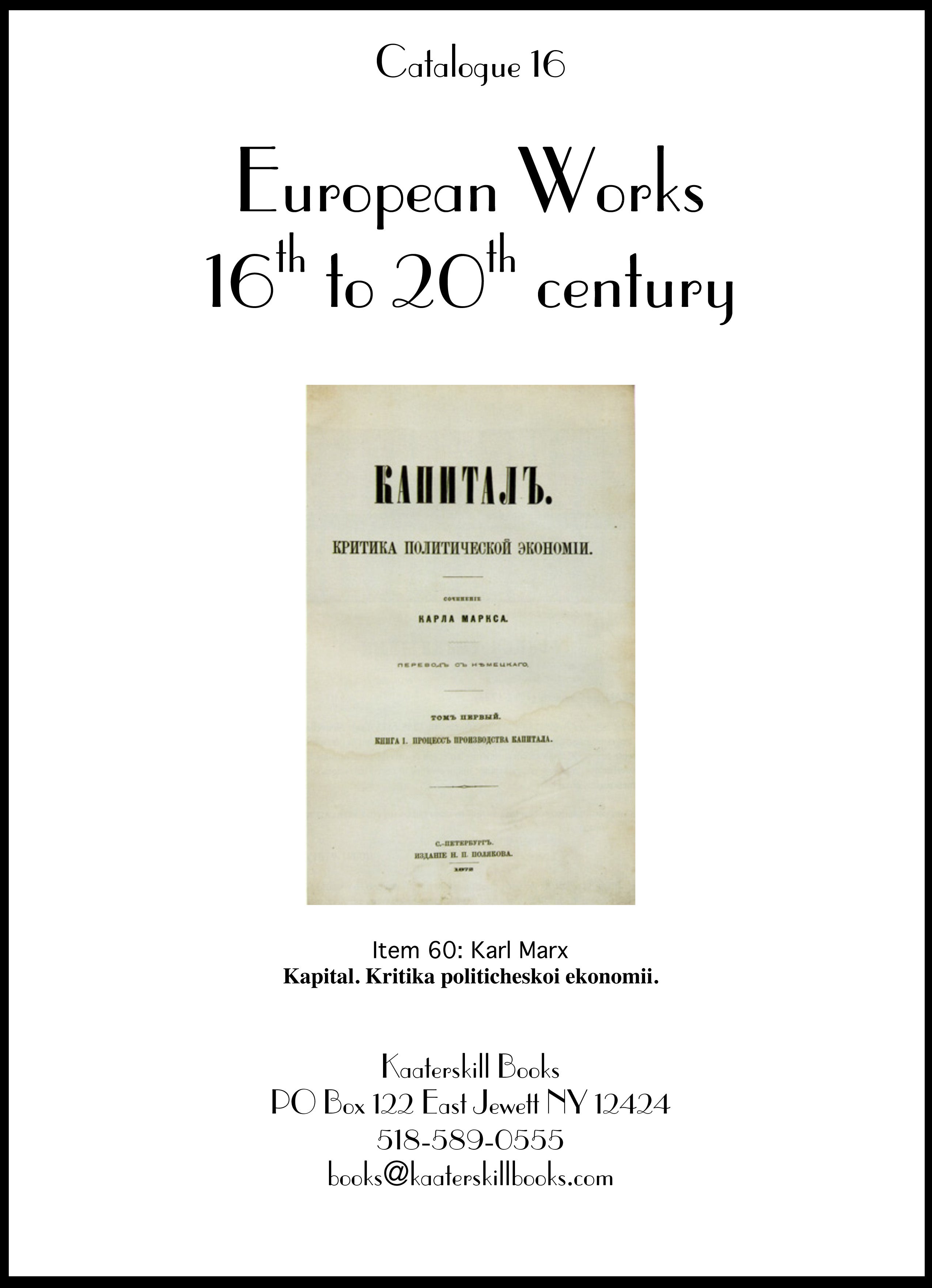 Catalogue 16: European Works - 16th to 20th century