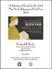LIST FOR THE 2013 NEW YORK ANTIQUARIAN BOOK FAIR