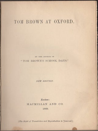 Item #13579 Tom Brown at Oxford. Thomas Hughes