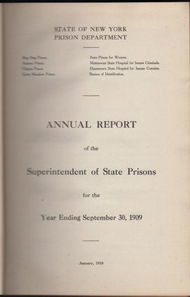 Item #14969 Annual Report of the Superintenent of State Prisons for the Year Ending September 30,...