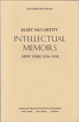 Item #20241 Intellectual Memoirs: New York 1936-1938. Mary McCarthy