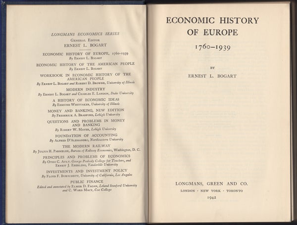 Item #21512 Economic History of Europe 1760-1939. Ernest l. Bogart.