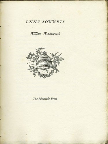 Item #21940 LXXV Sonnets. William Wordsworth, designer Bruce Rogers.