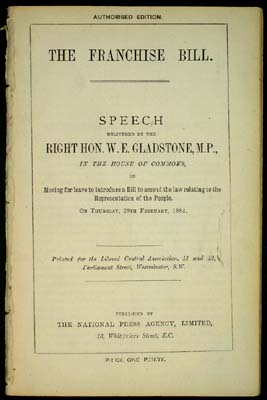 Item #25889 The Franchise Bill: Speech Delivered By The Right Hon. W.E. Gladstone, M.P., In The...