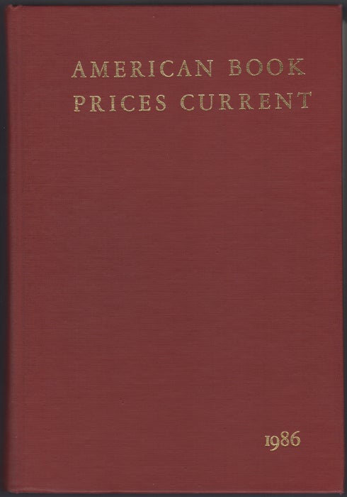 Item #25946 American Book Prices Current 1986: Volume 92. The Auction Season September 1985 - August 1986. Katharine Kyes Leab, ed.