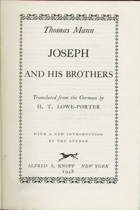 Item #26484 Joseph and His Brothers. Thomas Mann