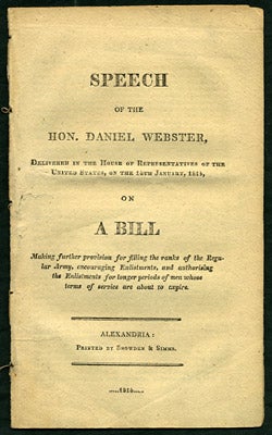 Item #27396 Speech of the Hon. Daniel Webster, Delivered to the House of Representatives of the...