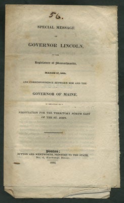 Item #27594 Special Message of Governor Lincoln, to the Legislature of Massachusetts, March 17,...