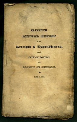 Item #27621 Eleventh Annual Report of the Receipts & Expenditures, of the City of Boston, and County of Suffolk. June 1, 1823. Boston.