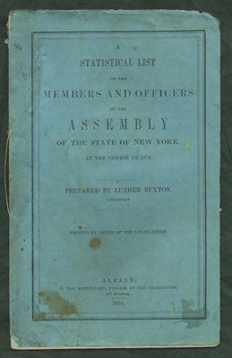 Item #27652 A Statistical List of the Members and Officers of the Assembly of the State of New...