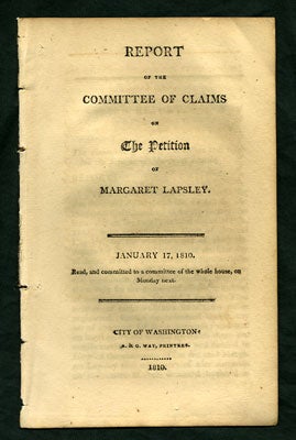 Item #27972 Report of the Committee of Claims on the Petition of Margaret Lapsley. January 17,...