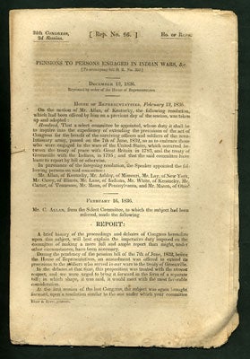 Item #27995 Pensions to Persons Engaged in Indian Wars, etc. [To Accompany bill H.R. No. 353.]....