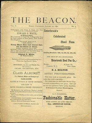 Item #28394 The Beacon. Vol. V. No. 4. Boston University. January 20, 1880. Charles B. Towle, eds