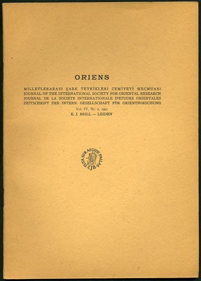 Item #28540 "A Bibliography of Near and Middle Eastern Studies Published in the Soviet Union from 1937 to 1947," in Oriens. Journal of the International Society for Oriental Research. Vol. IV, Nr. 2, 1951. Rudolf Loewenthal, trans.