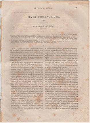 Item #28986 "L'Annee Geographique, 1866 Premier Semestre," from Le Tour du Monde. Nouveau Journal...