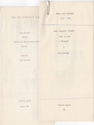 Item #29707 Central Asian Collectanea No. 11, and 13. Original Typescripts. Rudolf Loewenthal