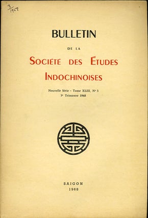 Item #30036 Bulletin de la Societe des Etudes Indochinoises. Nouvelle Serie - Tome XLIII, No. 3,...
