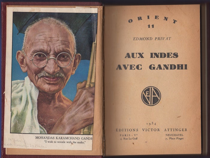 Item #30275 Aux Indes avec Gandhi. Edmond Privat.