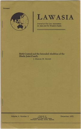 Item #30636 Birth Control and the Intended Abolition of the Hindu Joint-Family [from] Law Asia....