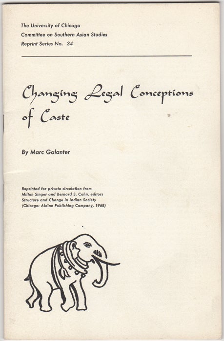Item #30679 Changing Legal Conceptions of Caste. Marc Galanter.