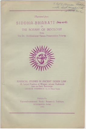Item #30734 "Juridical Studies in Ancient Indian Law: 18, Legal Position of Women whose Husbands...
