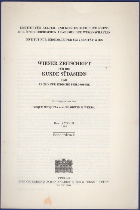 Item #30739 "Zur Textgeschichte der Pancagnividya," [Reprinted from] Weiner Zeitschrift fur die Kunde Sudasiens und Archiv fur Indische Philosophie. Band XXXVIII. Lambert Schmithausen.