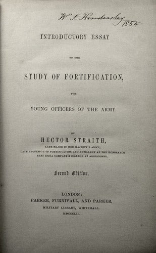 Item #31401 Introductory Essay to the Study of Fortification, for Young Officers of the Army. Hector Straith.