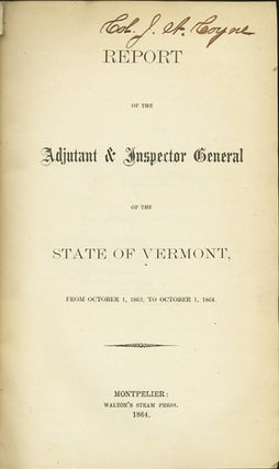 Item #31780 Annual Report of the Adjutant & Inspector General of the State of Vermont, From...