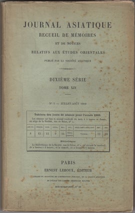 Item #31863 "Notes de bibliographie jaina," [in] Journal Asiatique. Recueil de Memoires. Dixieme...