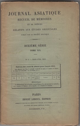 Item #31866 Journal Asiatique. Recueil de Memoires et de Notices Relatifs aux Etudes Orientales....