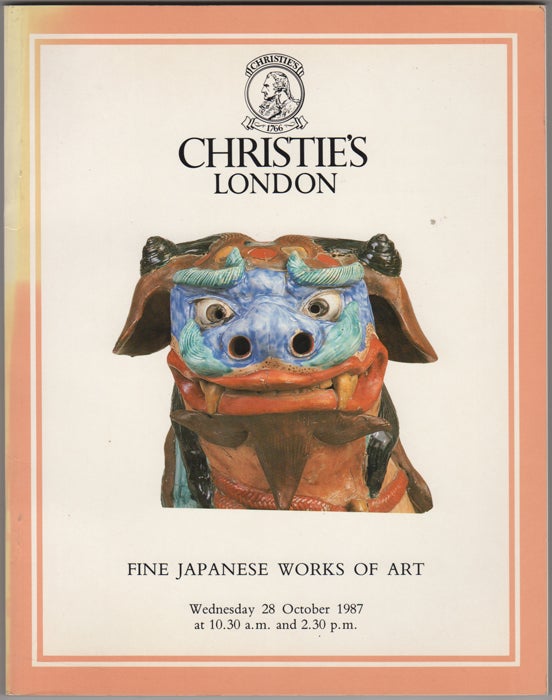 Item #32206 Fine Japanese Works of Art. Japanese Inro, Lacquer, Ceramics, Cloisonne Enamel, Shibayama, Bronzes, Okimono, Prints, Paintings, Illustrated Books, Screens, Swords and Sword Fittings. 28 October, 1987. Manson Christie, Woods.