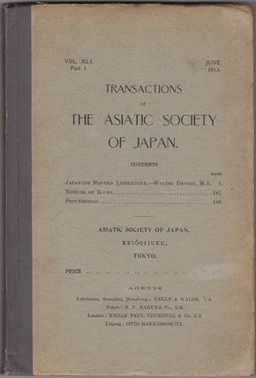 Item #32350 Transactions of the Asiatic Society of Japan. Vol. XLI, Part I. 1913: Modern Japanese...