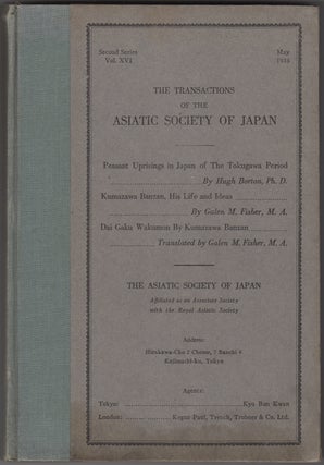 Item #32354 Transactions of the Asiatic Society of Japan. Second Series, Vol. XVI. May 1938....