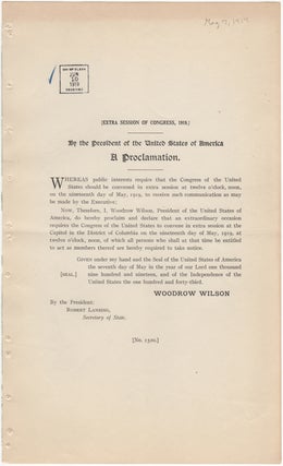 Item #33941 [Extra Session of Congress, 1919]. By the President of the United States of America A...