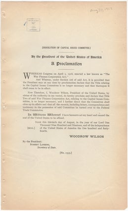Item #33943 [Dissolution of Capital Issues Committee]. By the President of the United States of...