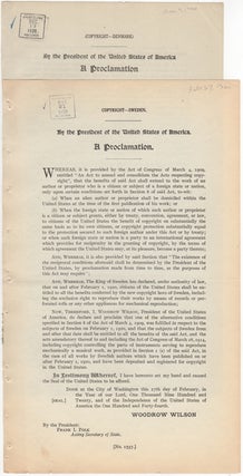 Item #33951 Copyright - Sweden. By the President of the United States of America. A Proclamation....