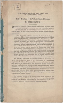 Item #33952 [Fixing Compensation for the North German Lloyd and Hamburg-American Docks]By the...