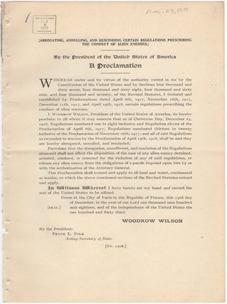 Item #33953 [Abrogating, Annulling, and Rescinding Certain Regulations Prescribing the Conduct of...