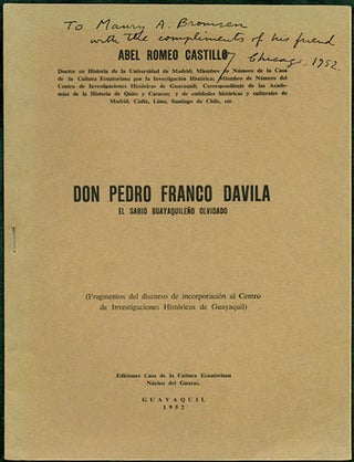 Item #34033 Don Pedro Franco Dávila, el sabio guayaquileño olvidado. (Fragmentos del discurso...