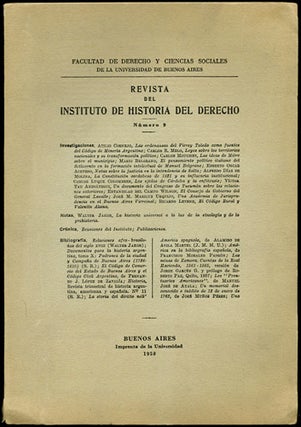Item #34044 Revista del Instituto de Historia del Derecho. Numero 9. Universidad de Buenos Aires....