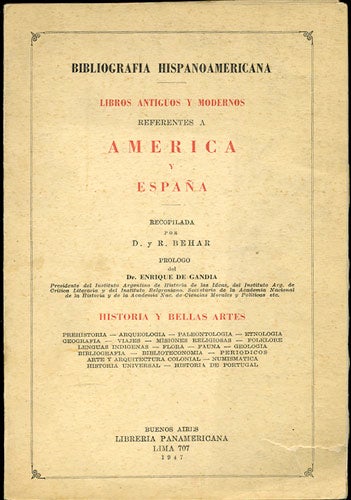 Item #34106 Bibliografía Hispanoamericana. Libros Antiguos y Modernos. Referentes a América y España. David Béhar, Raul Béhar.