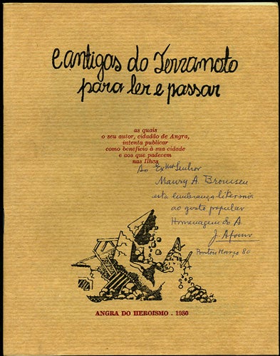 Item #34220 Cantigas do Terramoto para ler e passar [with ALS]. João Afonso.