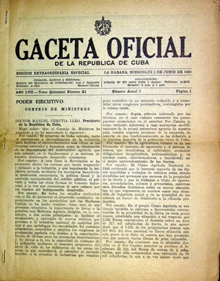 Item #34285 Gaceta Oficial de la Republica de Cuba. Edicion Extraordinaria Especial. La Habana,...