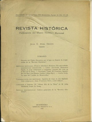 Item #34871 Revista Histórica. Publicación del Museo Histórico Nacional. Año XXXV. Tomo XIII....