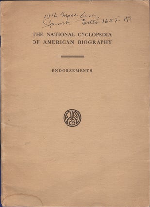 Item #35111 Endorsements. The National Cyclopedia of American Biography. National cyclopaedia of...