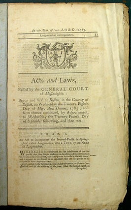 Item #35256 Acts and Laws, Passed by the Great and General Court or Assembly of the Commonwealth...