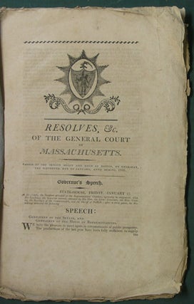 Item #35326 Resolves, &c. of the General Court of Massachusetts. Passed at the Session begun and...