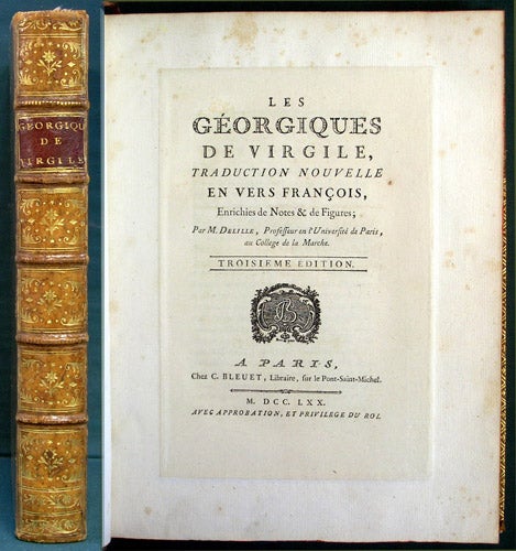 Item #35570 Les Géorgiques de Virgile, traduction nouvelle en vers françois, enrichies de notes & de figures, par M. Delille. Jacques Virgil. Delille.