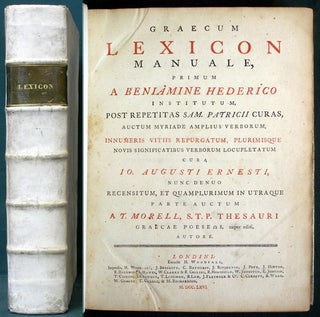 Item #35576 Graecum Lexicon Manuale, Primum a Beniàmine Hederico Institutum, post repetitas Sam....