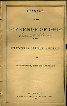 Item #35899 Message of the Governor of Ohio, to the Fifty-Third General Assembly at the Adjourned...